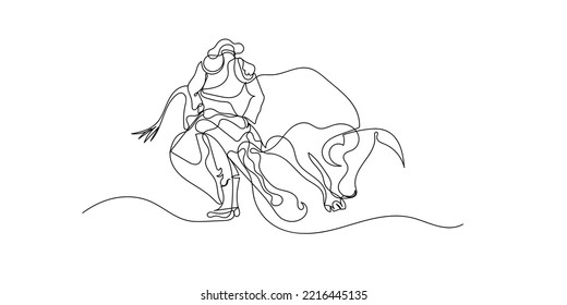 continuous bullfighting line. bullfight line drawing. Bulfighting has been prohibited in Catalunia since 2011 for animal torturing.