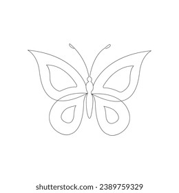 Continuous  butterfly flying outline art drawing  illustration