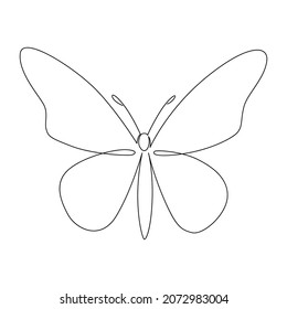 Continuous Butterfly line art. Simple digital illustration