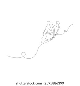 Continuous butterfly one line art drawing vector