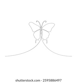 Continuous butterfly one line art drawing vector illustration