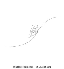 Continuous butterfly one line art drawing