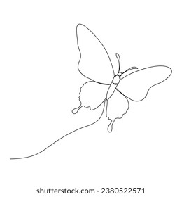 Continuous butterfly one line drawing and simple single outline vector Drawing