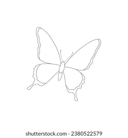 Continuous butterfly one line drawing and simple single outline vector Drawing