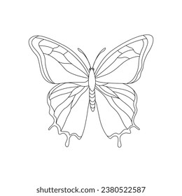 Continuous butterfly one line drawing and simple single outline vector Drawing