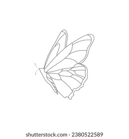 Continuous butterfly one line drawing and simple single outline vector Drawing