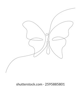 Continuous butterfly single line art drawing vector