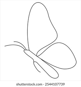 Continuous butterfly single line drawing of vector illustration