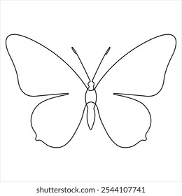 Desenho de linha única borboleta contínua de ilustração vetorial