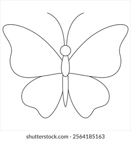 Continuous butterfly single line drawing of vector illustration