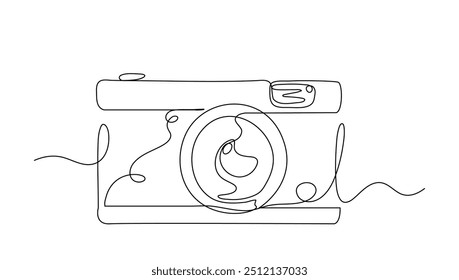 Câmera contínua Mirorroless e rolo filme frente Isolado. Conceito ph otography,business,ilustração vetorial digital