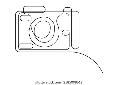 Continuous camera one line art drawing of sketch and outline vector art illustration minimalism

