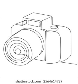 Continuous camera single line art drawing sketch vector illustration