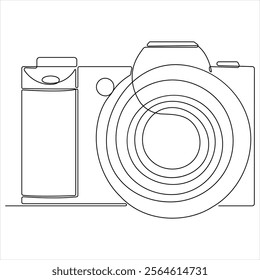 Continuous camera single line art drawing sketch vector illustration