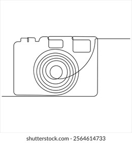 Continuous camera single line art drawing sketch vector illustration