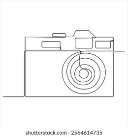 Continuous camera single line art drawing sketch vector illustration