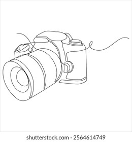 Continuous camera single line art drawing sketch vector illustration