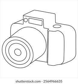 Continuous camera single line art drawing sketch vector illustration