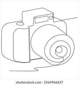 Continuous camera single line art drawing sketch vector illustration