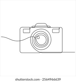 Continuous camera single line art drawing sketch vector illustration