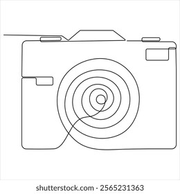 Continuous camera single line art drawing sketch vector illustration