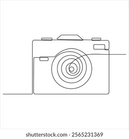 Continuous camera single line art drawing sketch vector illustration