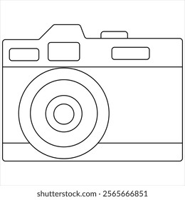 Continuous camera single line art drawing sketch vector illustration