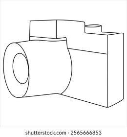 Continuous camera single line art drawing sketch vector illustration