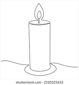 Continuous candle light one line art drawing vector isolated on white minimalist style