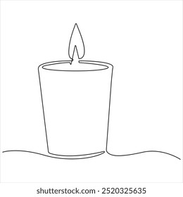 Continuous candle light one line art drawing vector isolated on white minimalist style