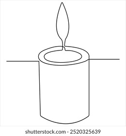 Continuous candle light one line art drawing vector isolated on white minimalist style