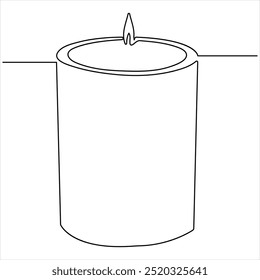 Continuous candle light one line art drawing vector isolated on white minimalist style