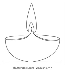 Continuous candle light one line art drawing vector isolated on white minimalist style