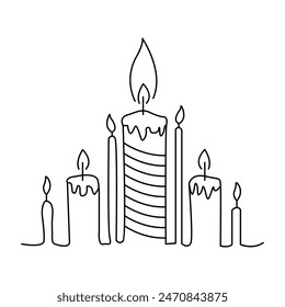 Continuous Candle one line art vector