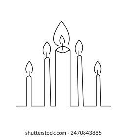 Continuous Candle one line art vector