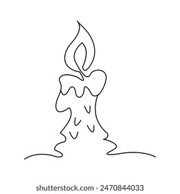 Continuous Candle one line art vector illustration