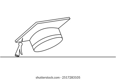 Capa contínua um desenho de arte de linha de graduação que conceito esboço vetor, Graduação ícone de linha única, um desenho de linha de tampa de graduação isolado em branco vetor de fundo ilustração