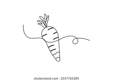 Continuous carrot one line drawing of Isolated single line art vector on white background 