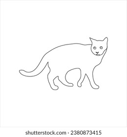 Continuous cat animal one line Vector outline illustration