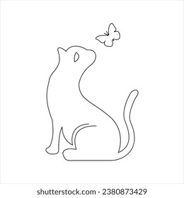 Dibujo del contorno del vector de una línea del gato continuo