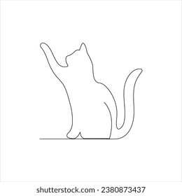 Continuous cat animal one line Vector outline illustration