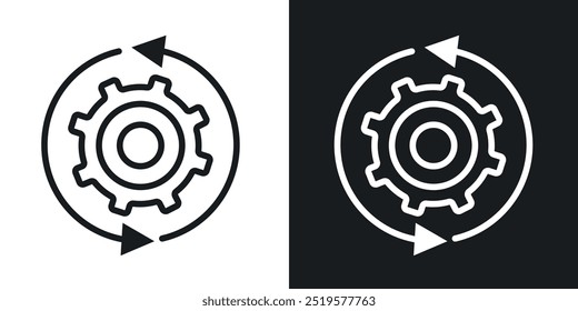 Continuous changes black and white icon.
