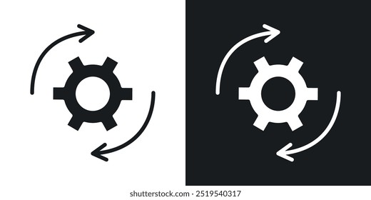 Continuous changes icon icons in black and white filled style