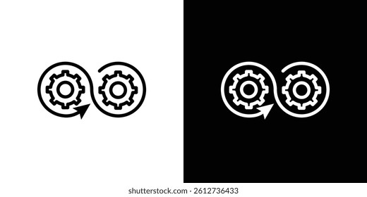 Continuous changes icon set. Black illustration isolated for graphic and web design