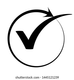 Continuous changes, progress. Check mark and rotate arrow vector icon. Vector icon design.
