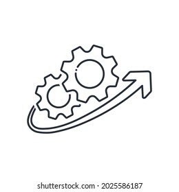 Kontinuierliche Veränderungen, Fortschritt und Entwicklung. Erweiterte Technologie. Lineares Vektorsymbol einzeln auf weißem Hintergrund.