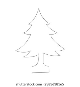 Continuous christmas tree single line art drawing vector outline illustration