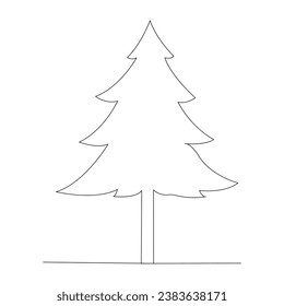 Continuous christmas tree single line art drawing vector outline illustration