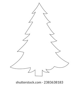 Continuous christmas tree single line art drawing vector outline illustration