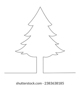 Dibujo del vector de dibujo de una sola línea de árbol de navidad continua